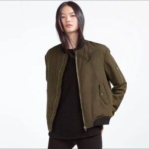 Zara Olive Green Bomber Jacket M